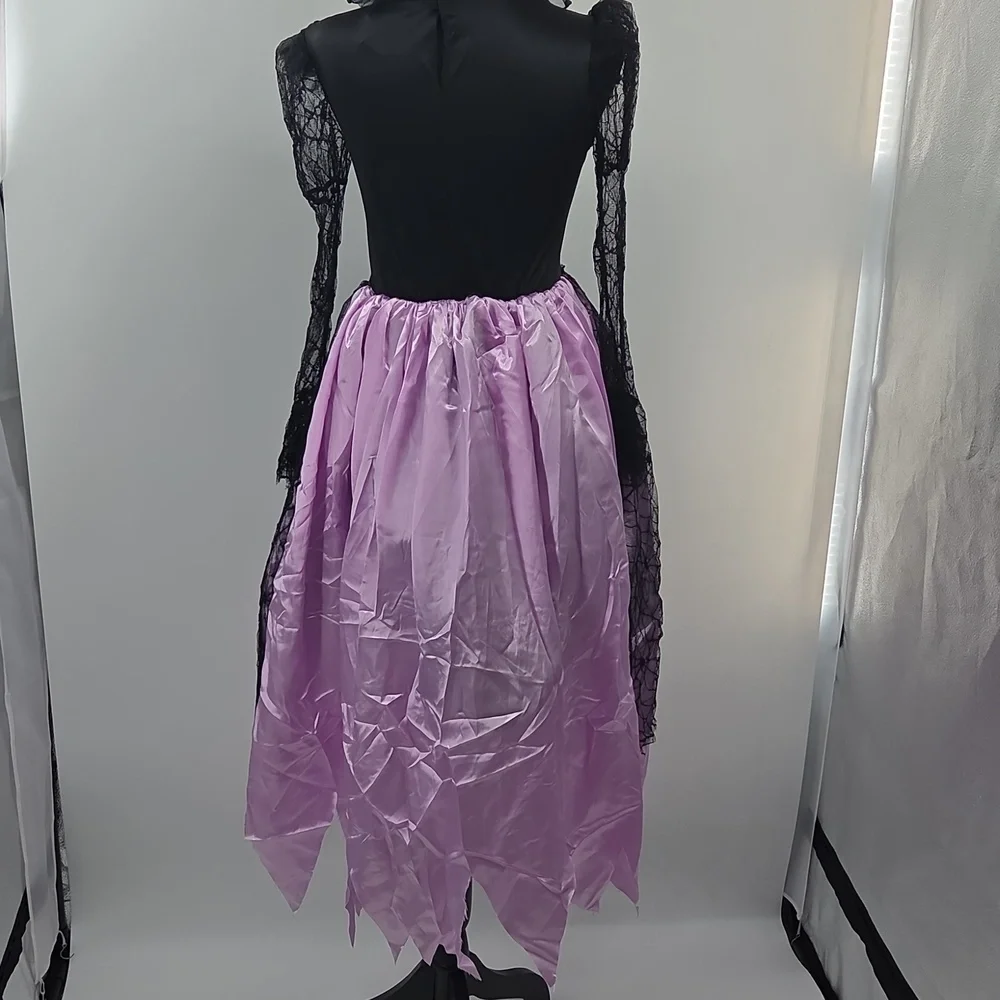 Girls' Purple and Black Spiderweb Witch Costume Dress